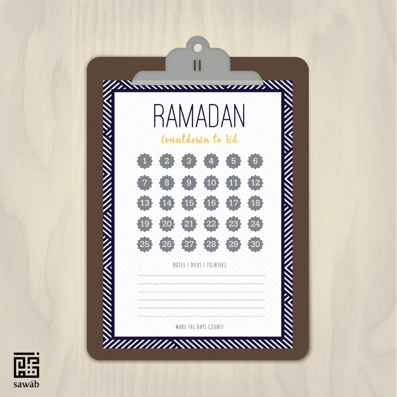 Ramadan Calendar Countdown to Eid Geomteric pattern Etsy