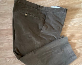 French Flat Fronted Corduroy Trousers (Light Brown) / Work Pants Size W48 L28