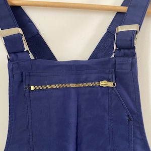 NOS - Rare &#39;Indigo Bleu&#39; Moleskin Dungarees / Overalls / French Workwear / Bleu de Travail with Breveté SGDG Buckles - Era 1960&#39;s (L)