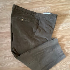 French Flat Fronted Corduroy Trousers (Light Brown) / Work Pants Size W48 L28