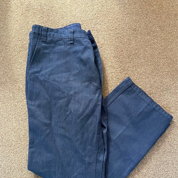 Vintage French Denim Style Work Trousers / Chore Pants / Bleu De Travail W36 L30