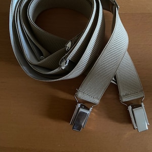 Unused - Old French Suspender Braces with Adjustable Clips -  Beige - Wide Braces 1&quot;