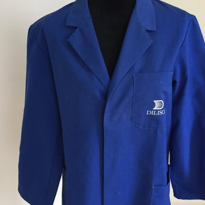 French Bugatti Blue Work Wear / Chore Jacket / Bleu De Travail with Logo (M)