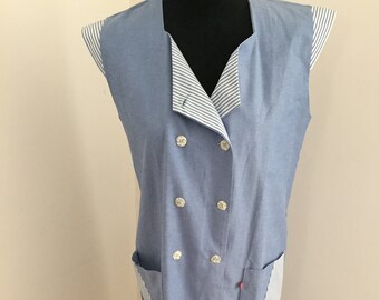 Unworn - Ladies French Adolphe Lafont Cotton Candy Striped Apron Dress (M)
