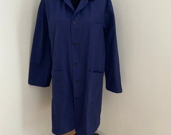 Vintage French Indigo Bleu Work Wear / Overalls / Garage Jacket / Bleu De Travail Long Length (L)