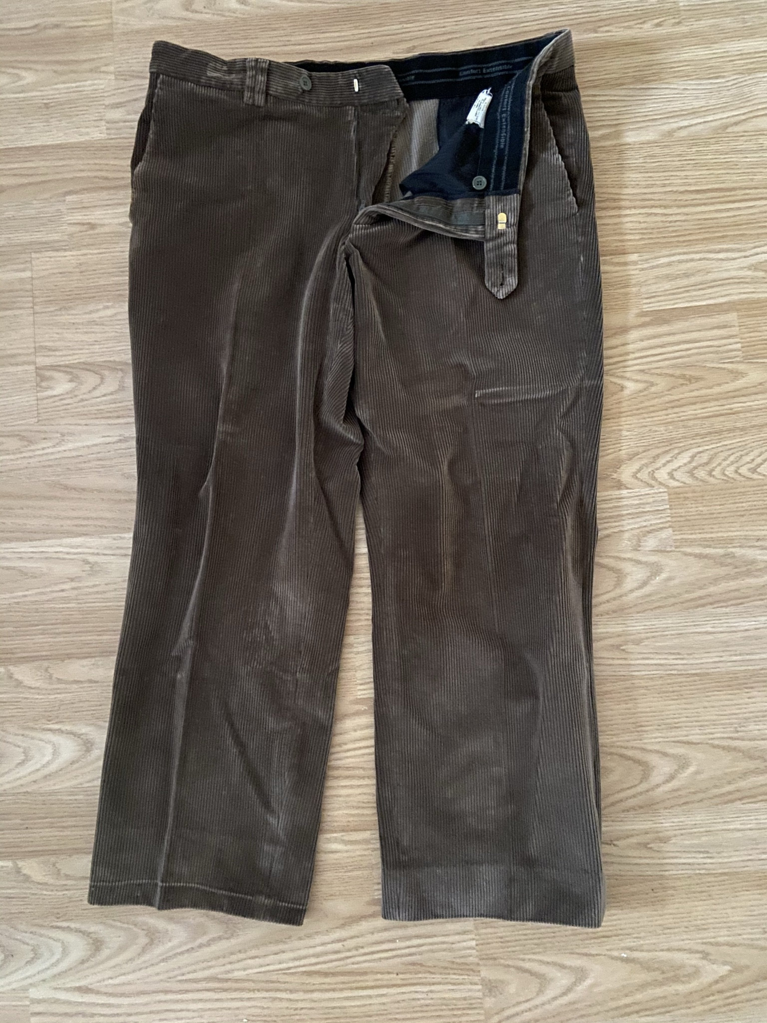 Image of French Flat Fronted Corduroy Trousers | Brown/Work Pants Size W36 L26.5