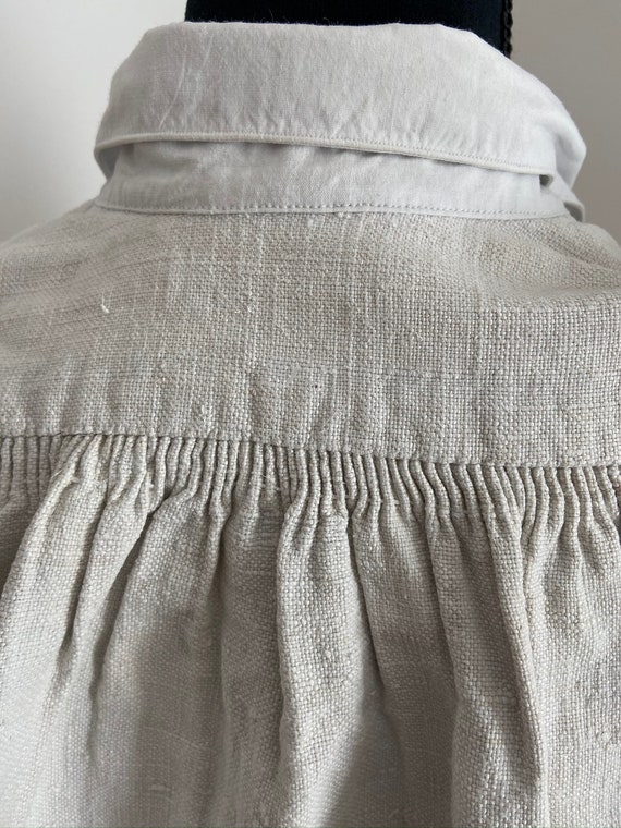 Antique French Linen Hemp Dipped Hem Peasant Shir… - image 6