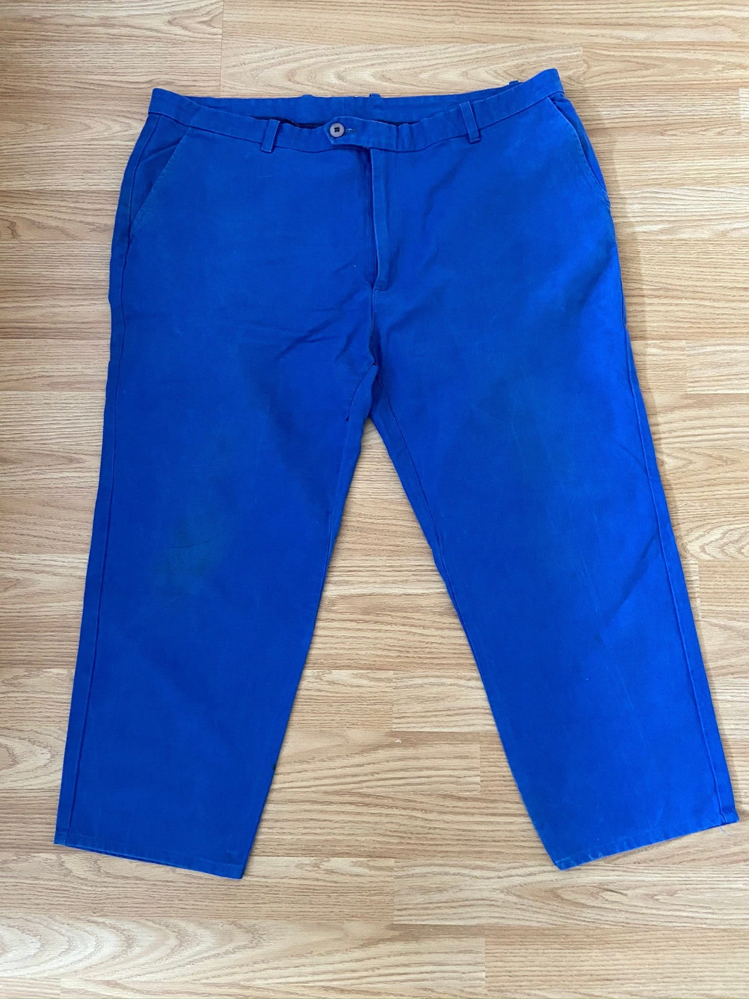Image of Vintage French Bugatti Blue 100% Cotton Chore Pants Bleu De Travail W40 L24