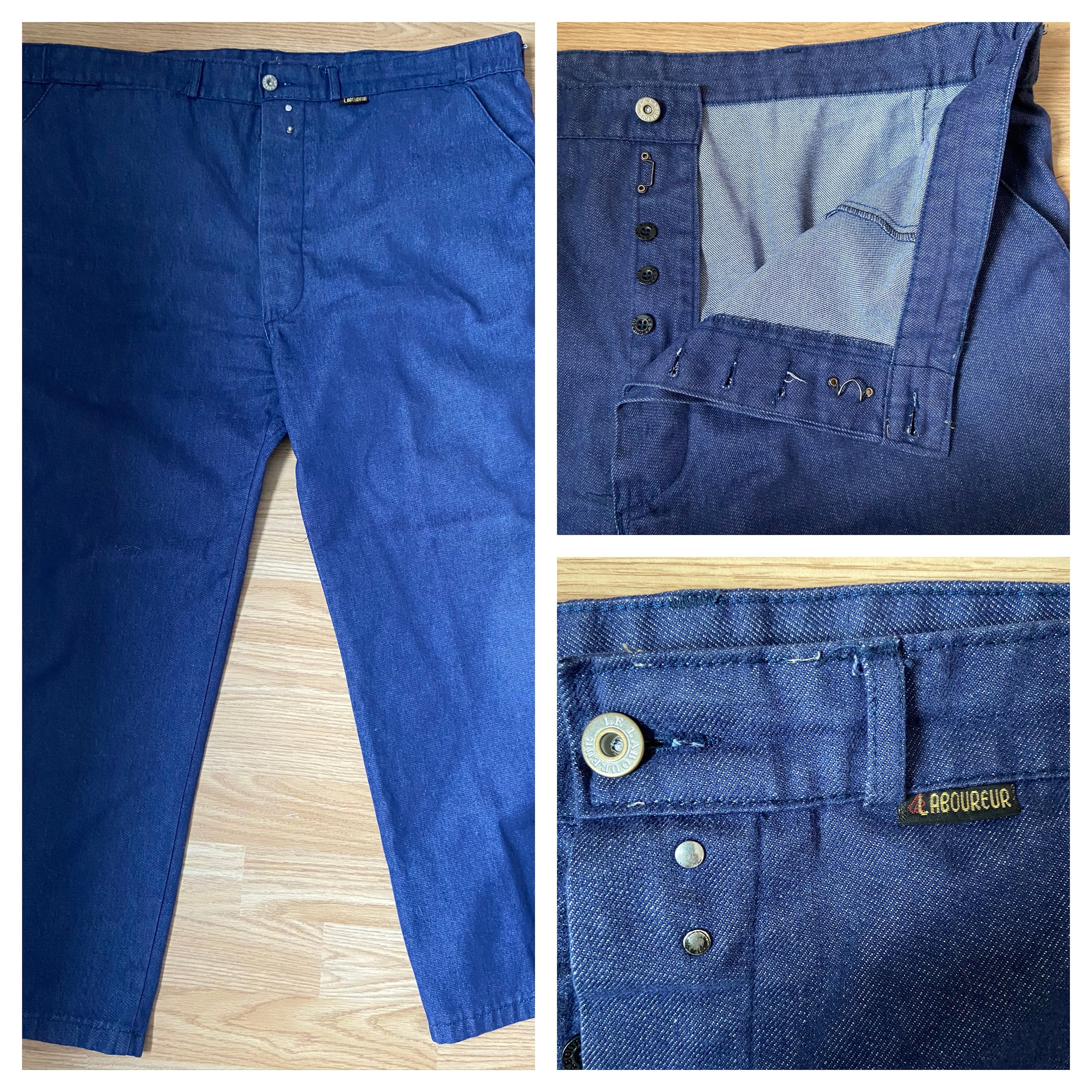 Image of Vintage French Denim Style Work Trousers/Chore Pants Bleu De Travail W44 L27