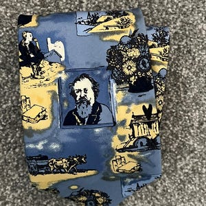 Gents French Pure Silk Necktie / Silk Tie / French Cravate (Blue & Yellow)