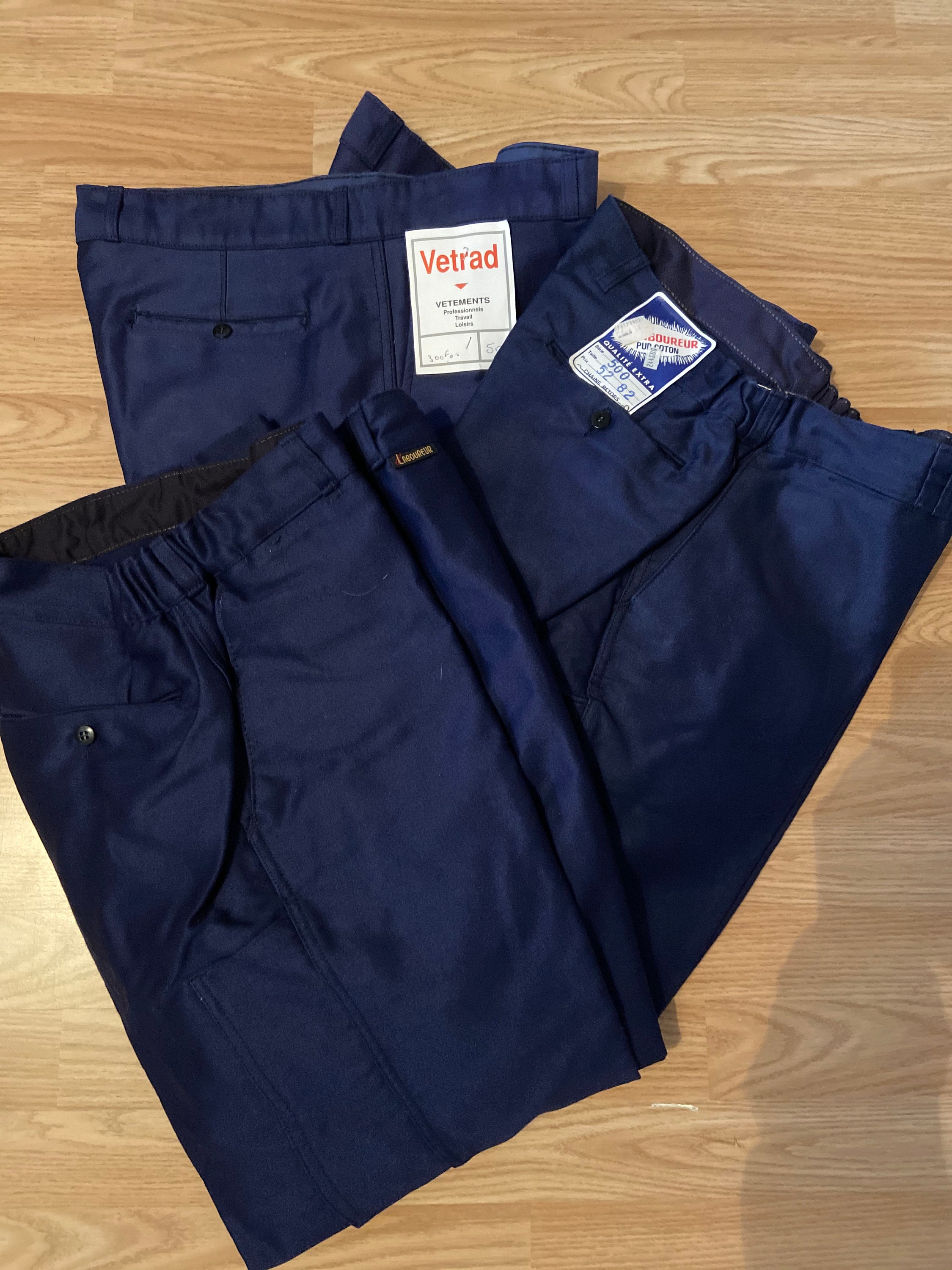 Image of Nos - Authentic French Indigo Blue Moleskin Work Trousers/Chore Pants | 4 Available Varying Sizes & Style