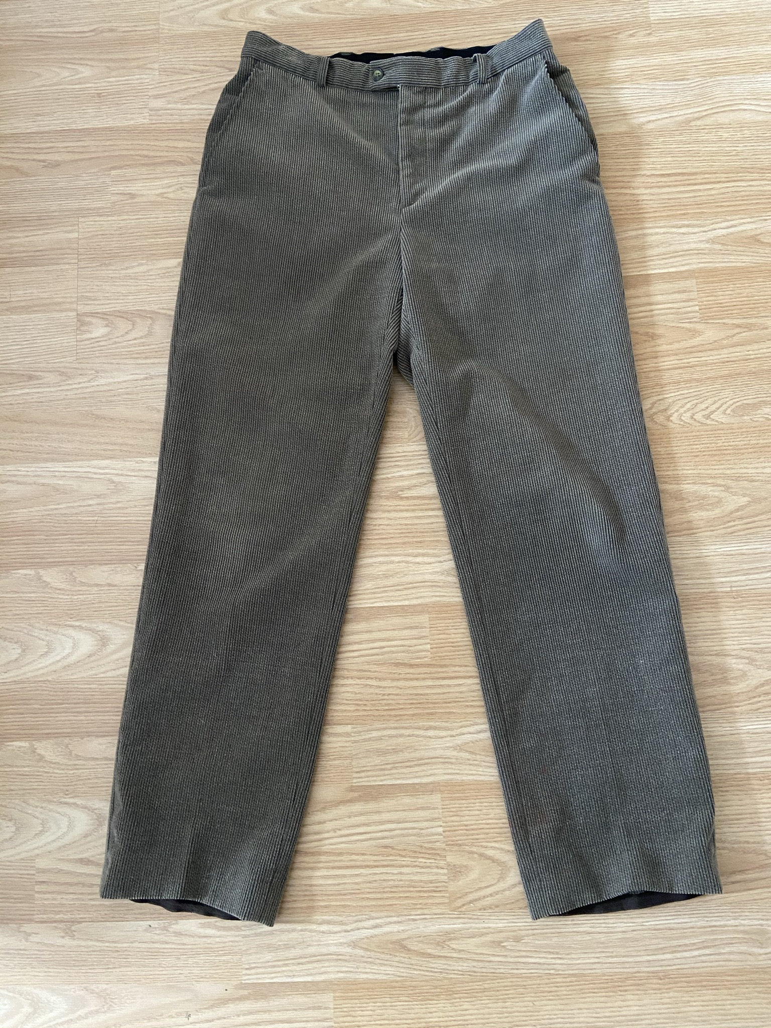 Image of Nos - Vintage French Corduroy/Wool Work Trousers | Sage Green W31 L30