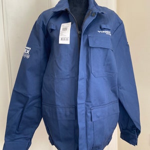 Unworn - Vintage French Marine Blue Blouson Chore Jacket with Company Logo - VINCI Utilities (XL)