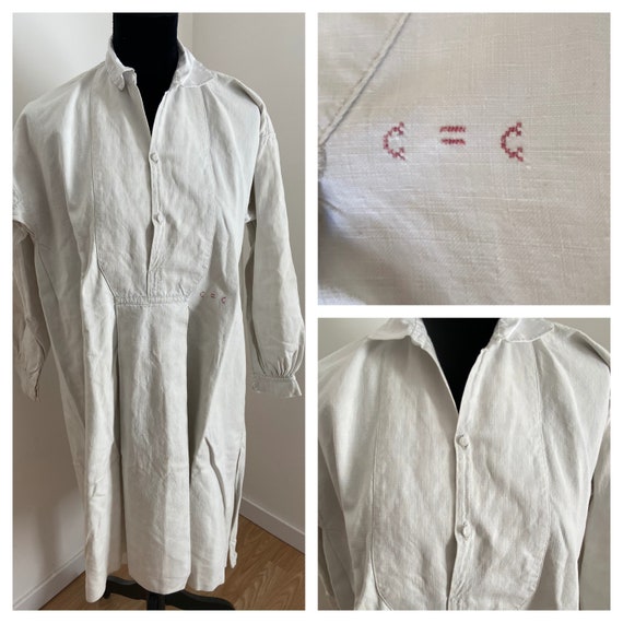 Antique French Linen Hemp Peasant Shirt / Smock 'M