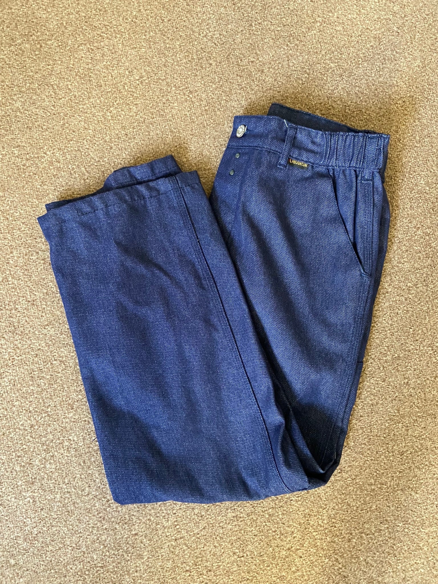 Vintage Französische Denim Stil Knopfleiste Arbeitshose / Chore Hose / Bleu  De Travail W32 L26