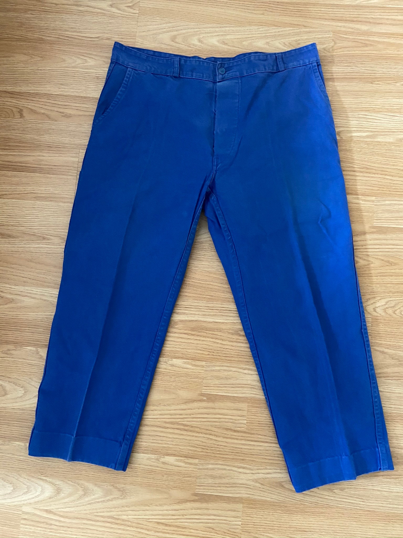 Image of Distressed French Vintage "Bugatti Bleu' Chore Pants/Bleu De Travail | W37 L26