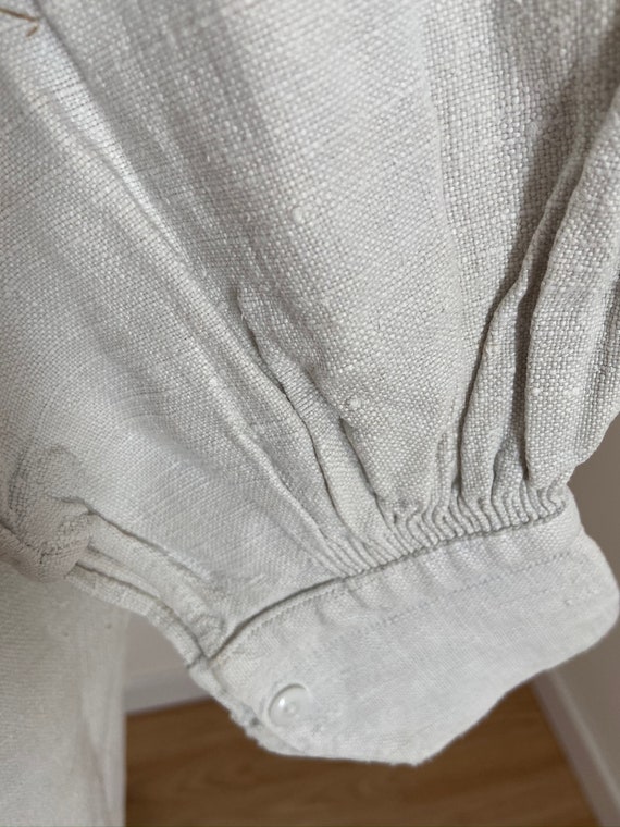 Antique French Linen Hemp Dipped Hem Peasant Shir… - image 8