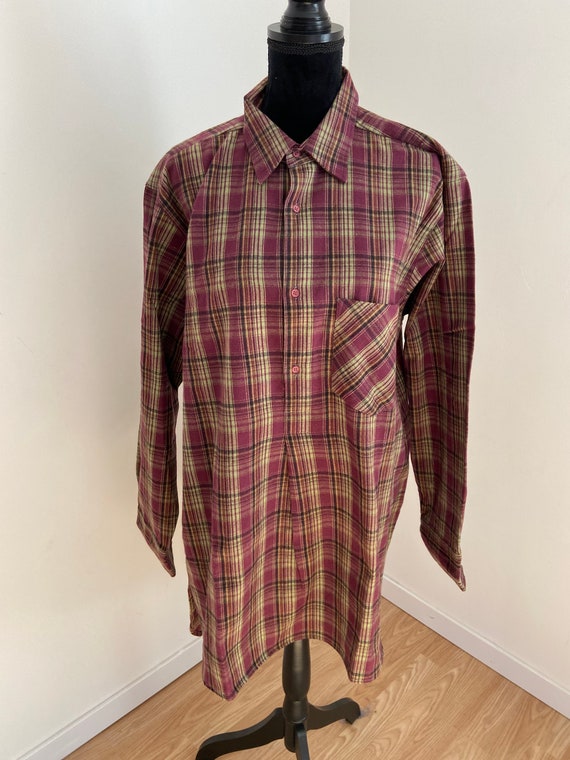 Unworn - French 'BARBE BLEUE' Purple Checked  Bru… - image 1