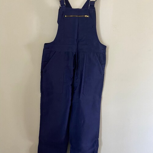 NOS - Rare 'Indigo Bleu' Moleskin Dungarees / Overalls / French Workwear / Bleu de Travail with Breveté SGDG Buckles shops - Era 1960's (L)