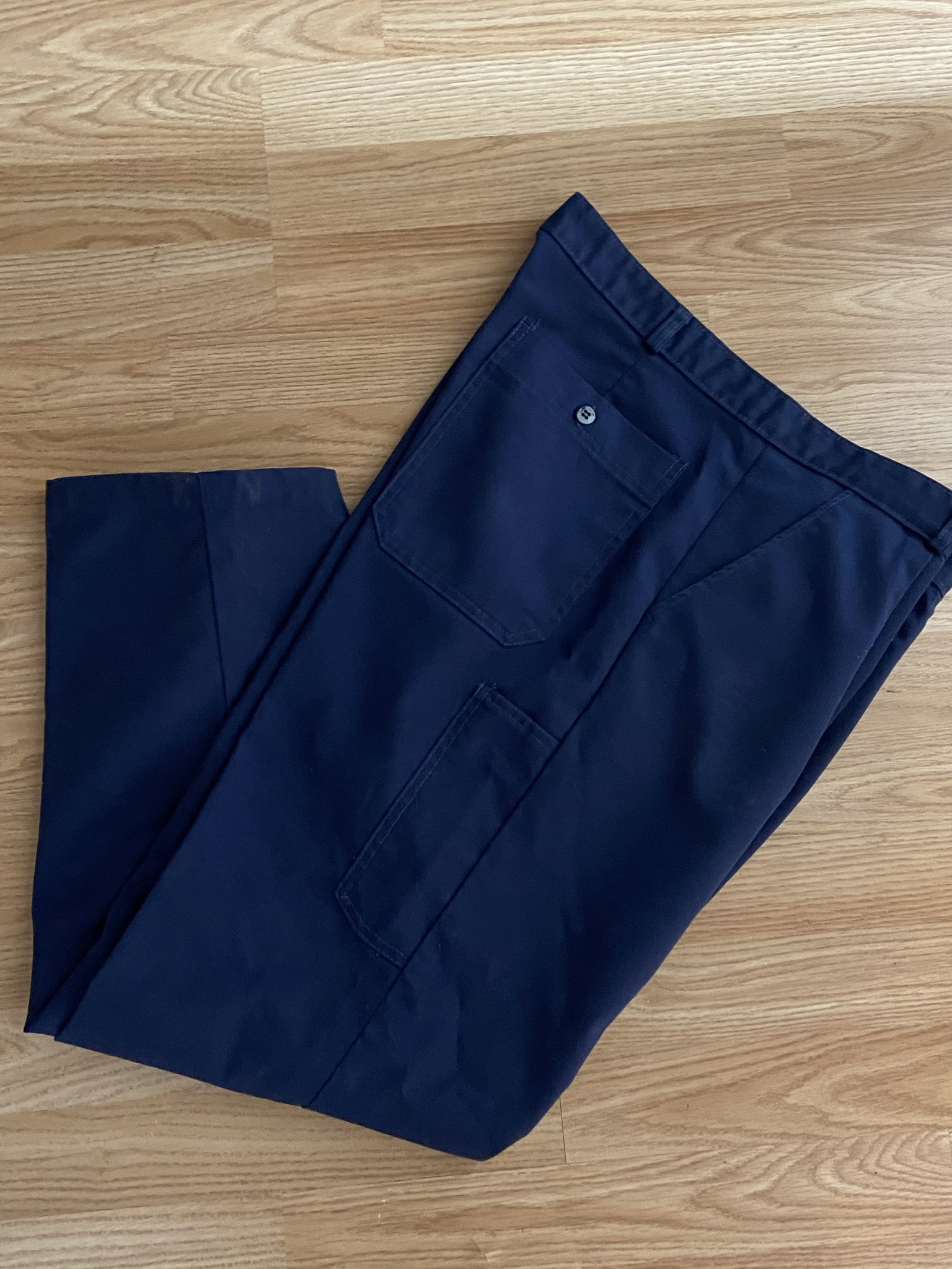 Image of French Indigo Blue Pleated Front Work Trousers/Chore Pants Bleu De Travail | W36 L28