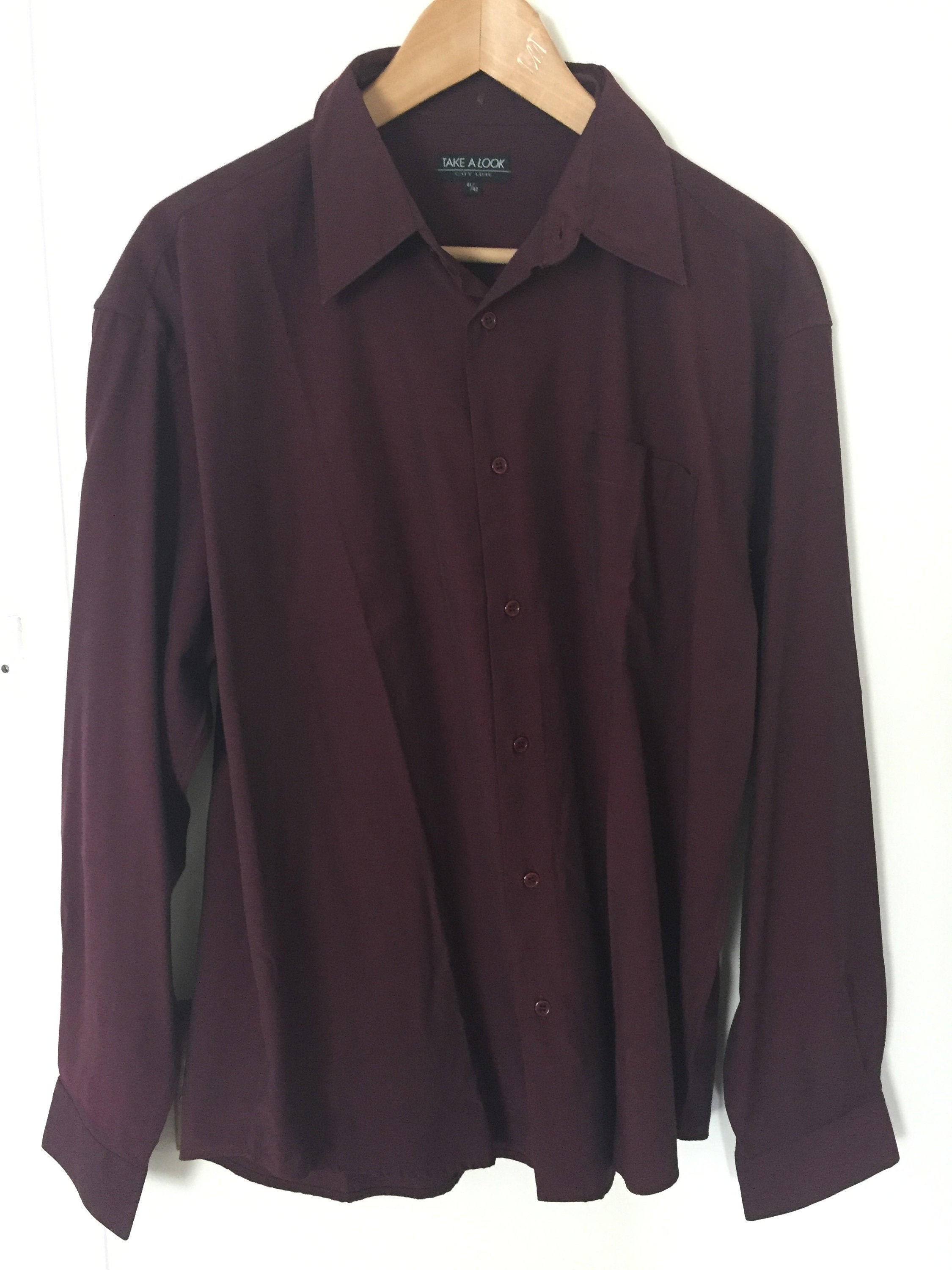 Image of Unworn - Mens Iridescent Long Sleeve Button Down Purple Shirt | L
