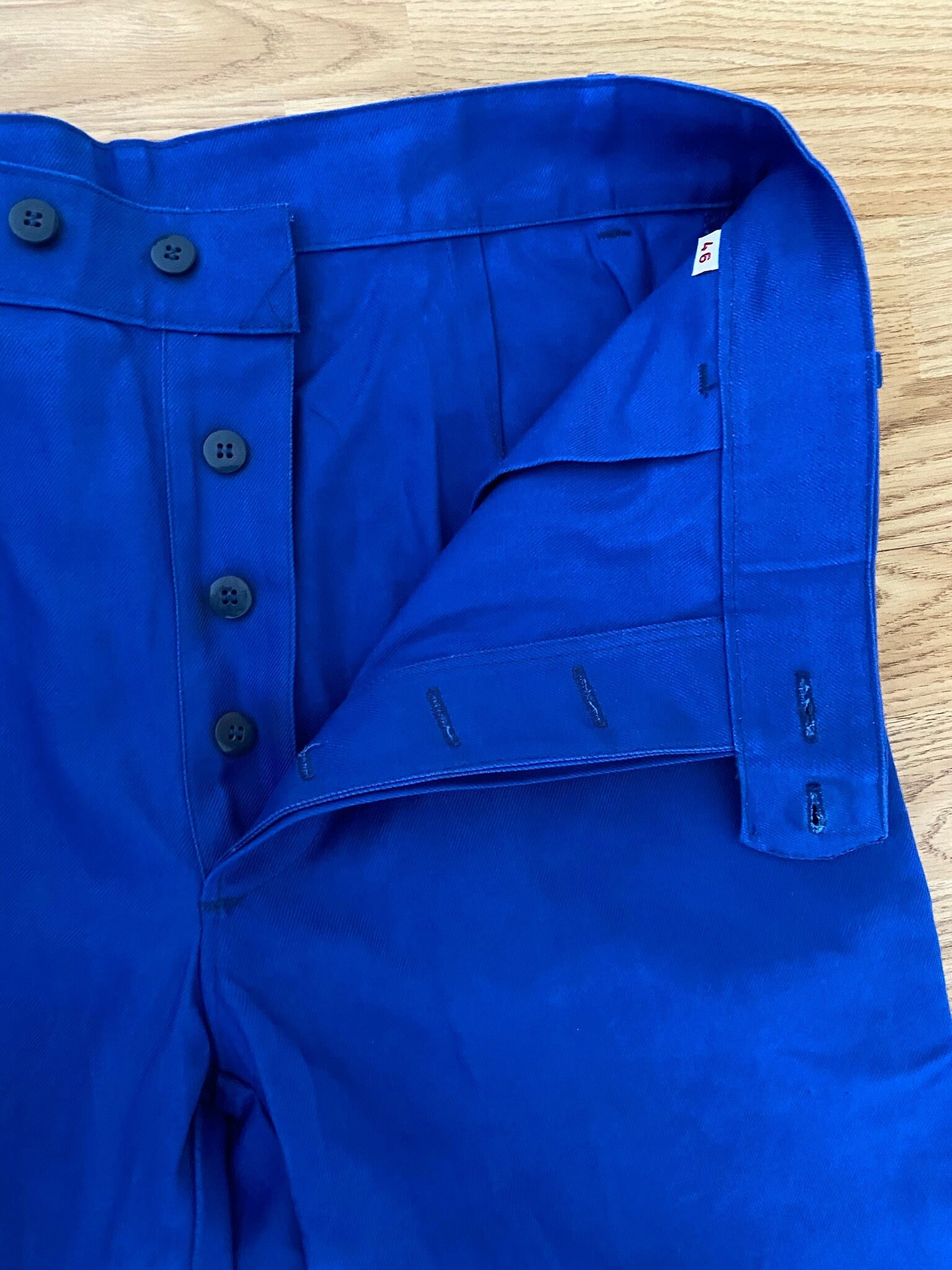 Image of French "Molinel' Bugatti Blue Cotton Button Fly Work Trousers/Chore Pants W35 L33 | Fr46