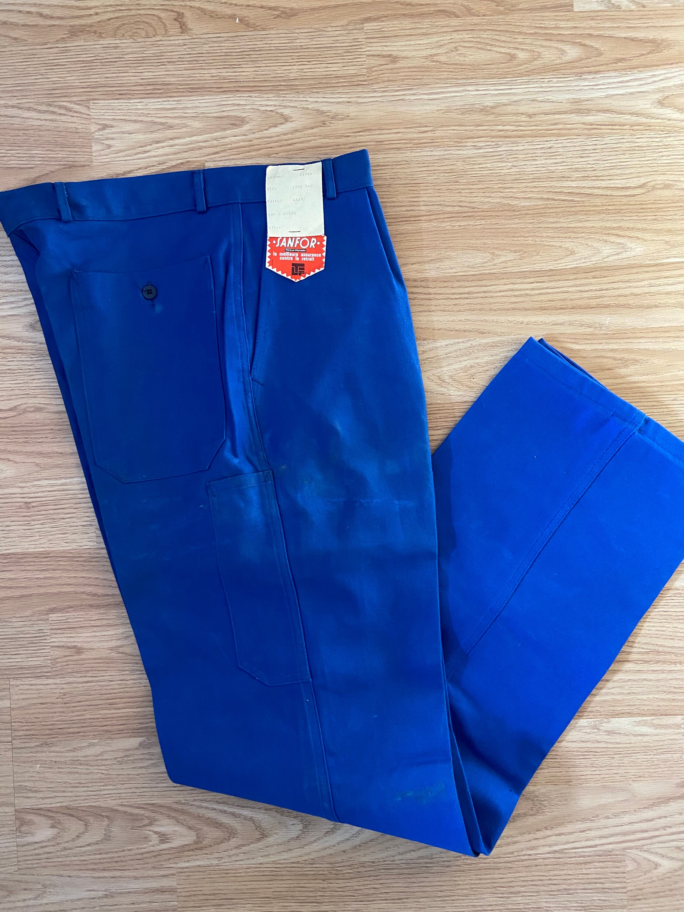 Image of Unworn With Tags - French 100% Cotton Bugatti Bleu Chore Pants/De Travail Missing Top Button | W36 L33
