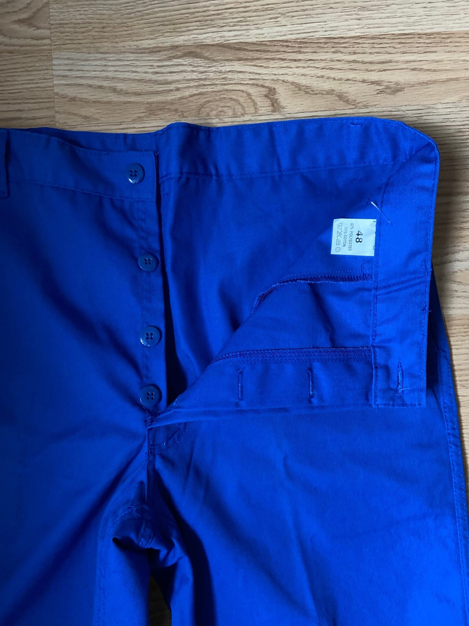 Image of Unworn - French Bugatti Blue Polycotton Button Fly Work Trousers/Chore Pants | Fr48 W36 L32