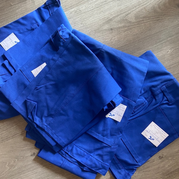 Unworn - French Mont Carmel 'Bugatti Blue' Button Fly Work Trousers / Chore Pants / Bleu De Travail (W34 L30)