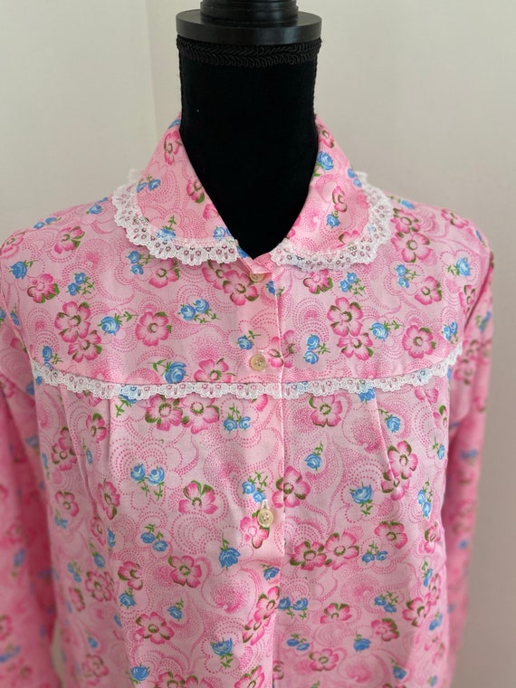 Unworn - Vintage French Pink Floral 100% Brushed … - image 2