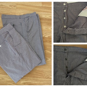 Vintage Old French Blue and White Houndstooth Cotton Chef Pants / Chore Pants / Butchers Pants (W38 L26) FR50 *** 2 Styles Available ***