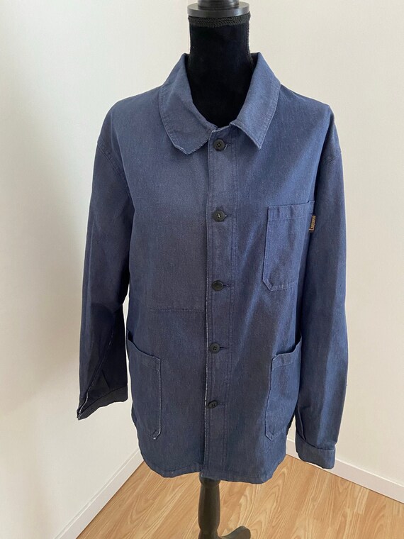 French Denim Style Chore Jacket / Work Wear / Bleu