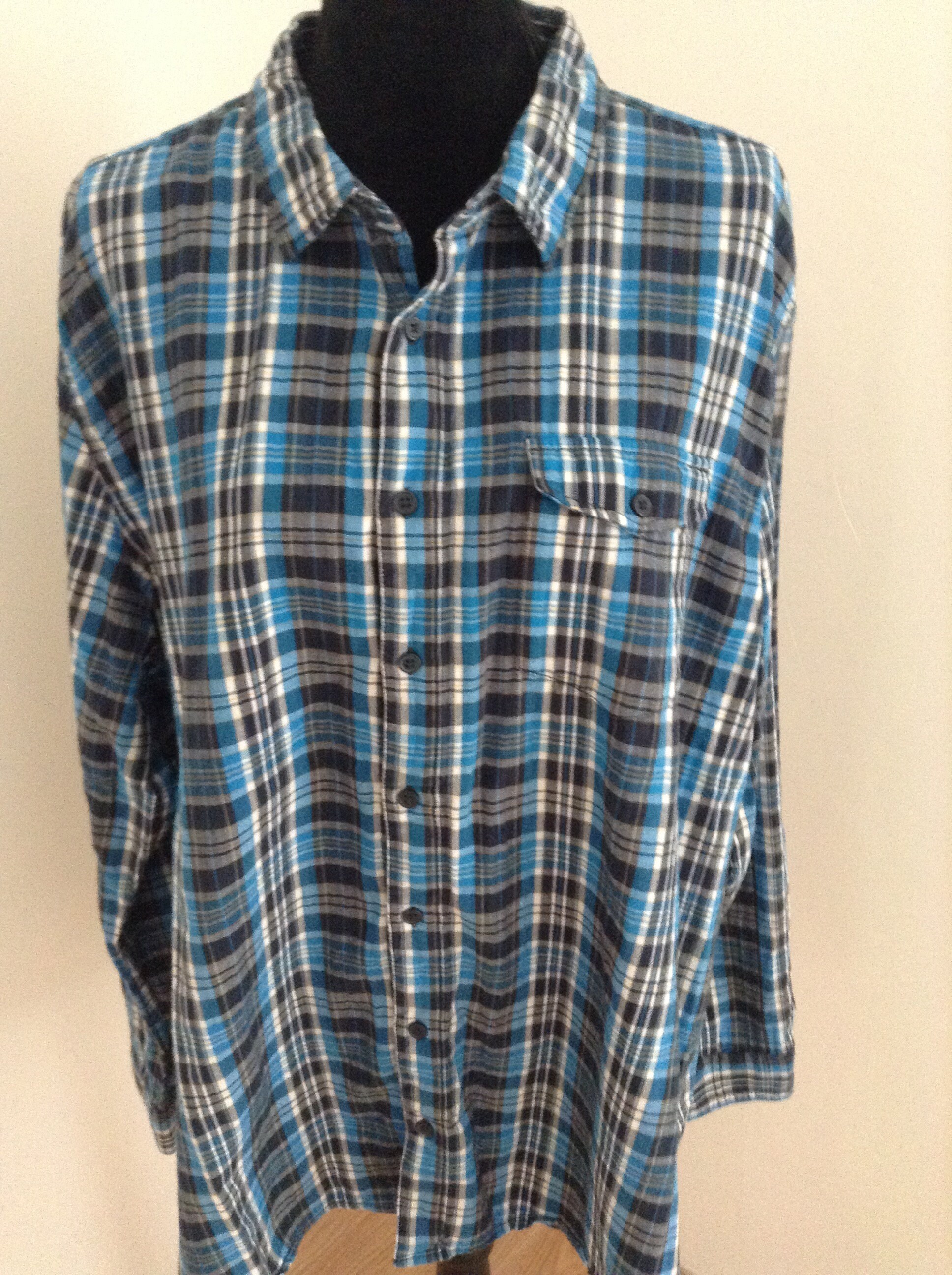 Image of Long Sleeved Cotton Plaid Flannel Shirt - Made in Italy | 3xl