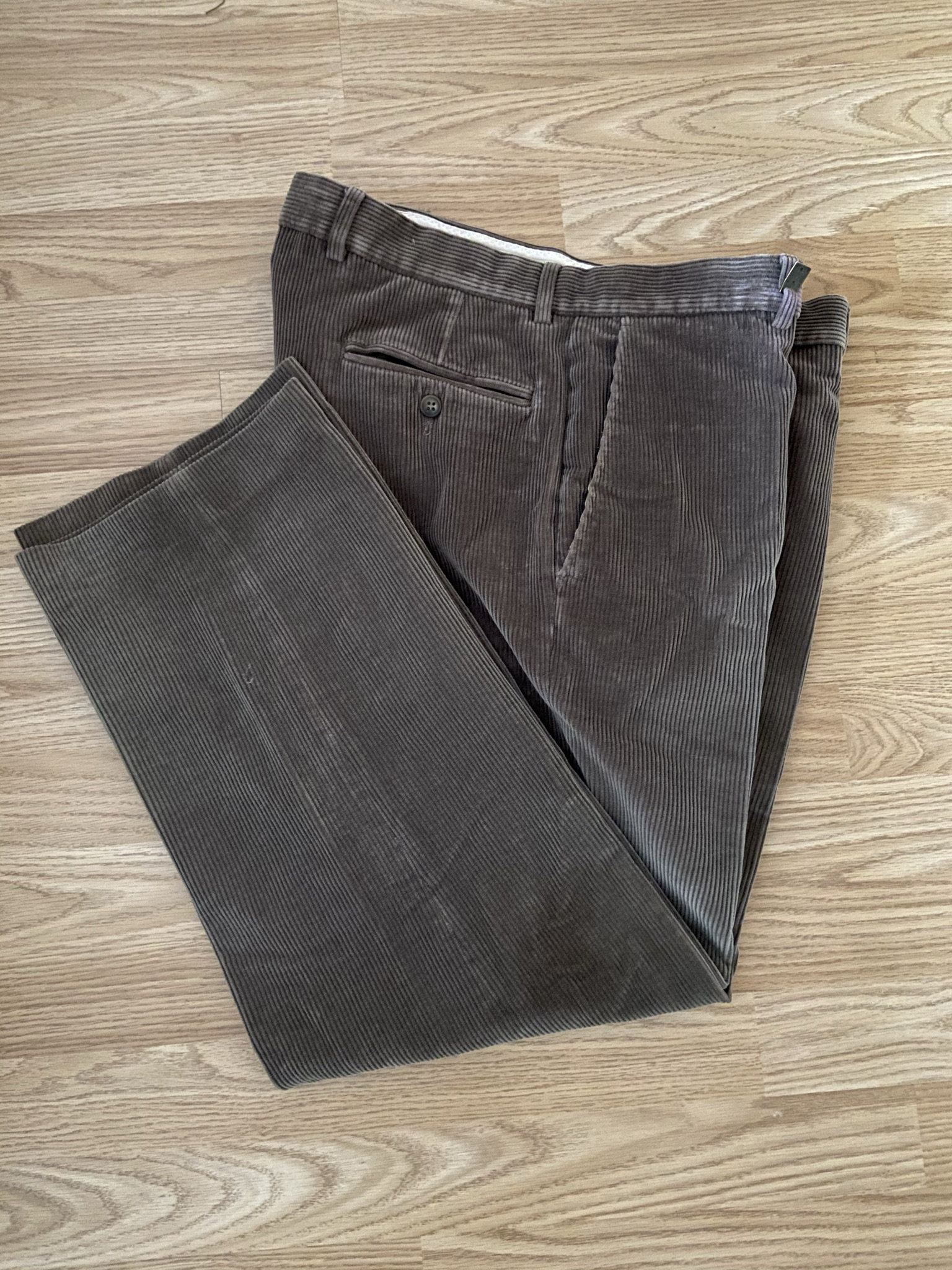 Image of French Flat Fronted Corduroy Trousers | Light Brown/Work Pants Size W36 L28