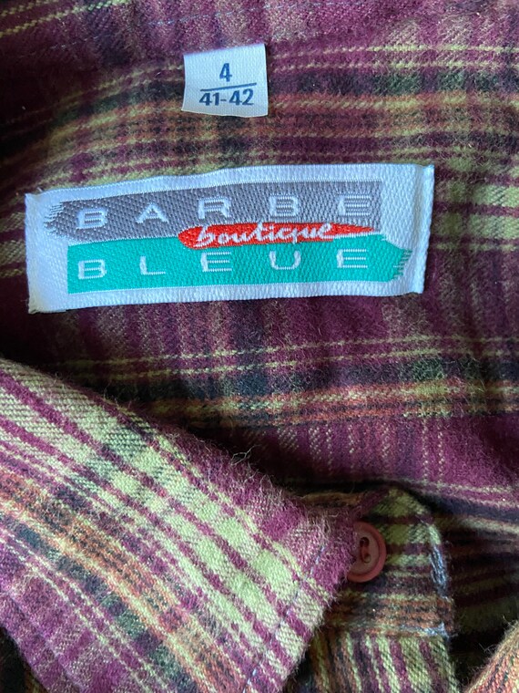 Unworn - French 'BARBE BLEUE' Purple Checked  Bru… - image 6