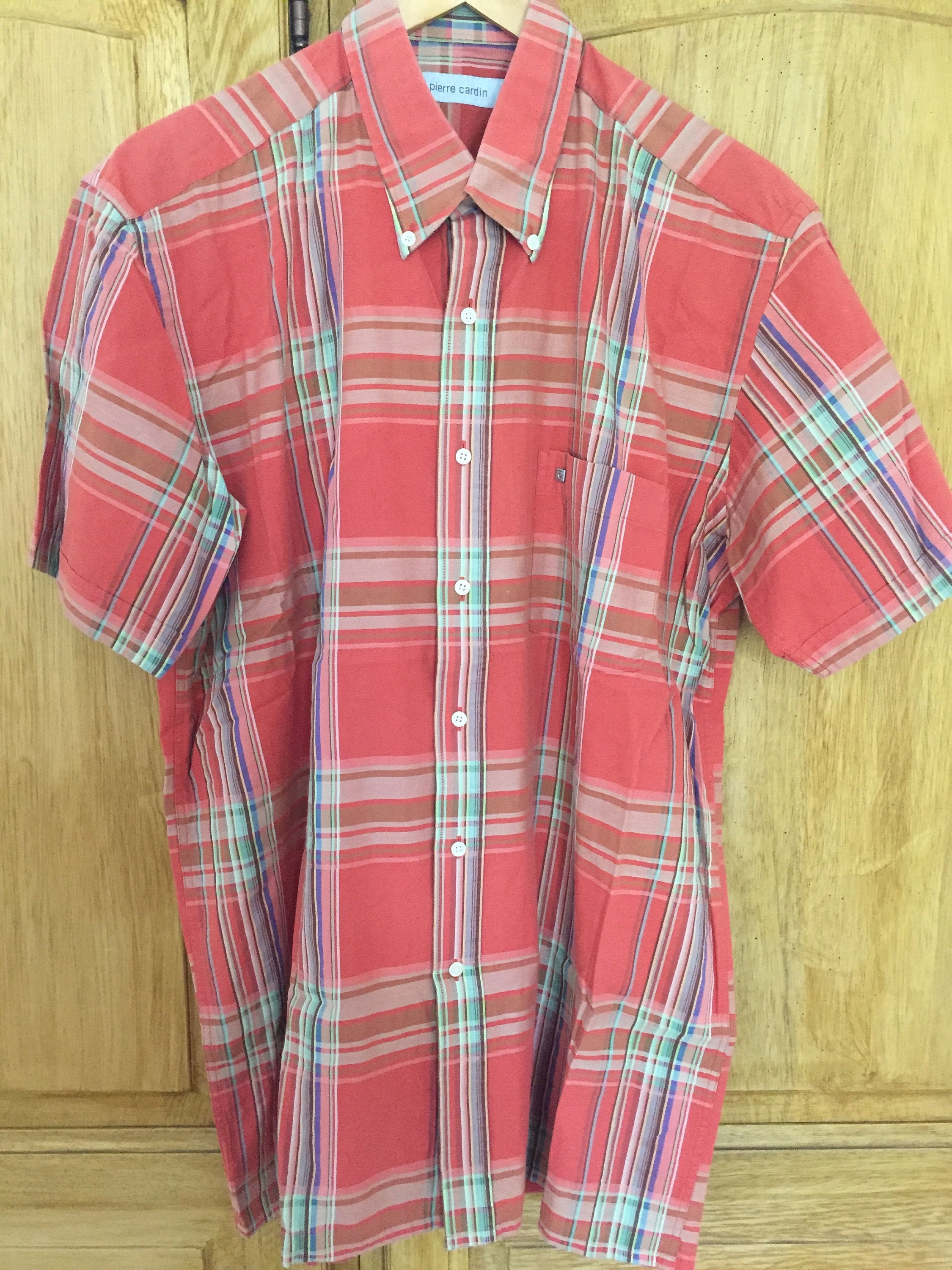 Image of Pierre Cardin Checked Short Sleeved 100% Cotton Shirt | M - 44"