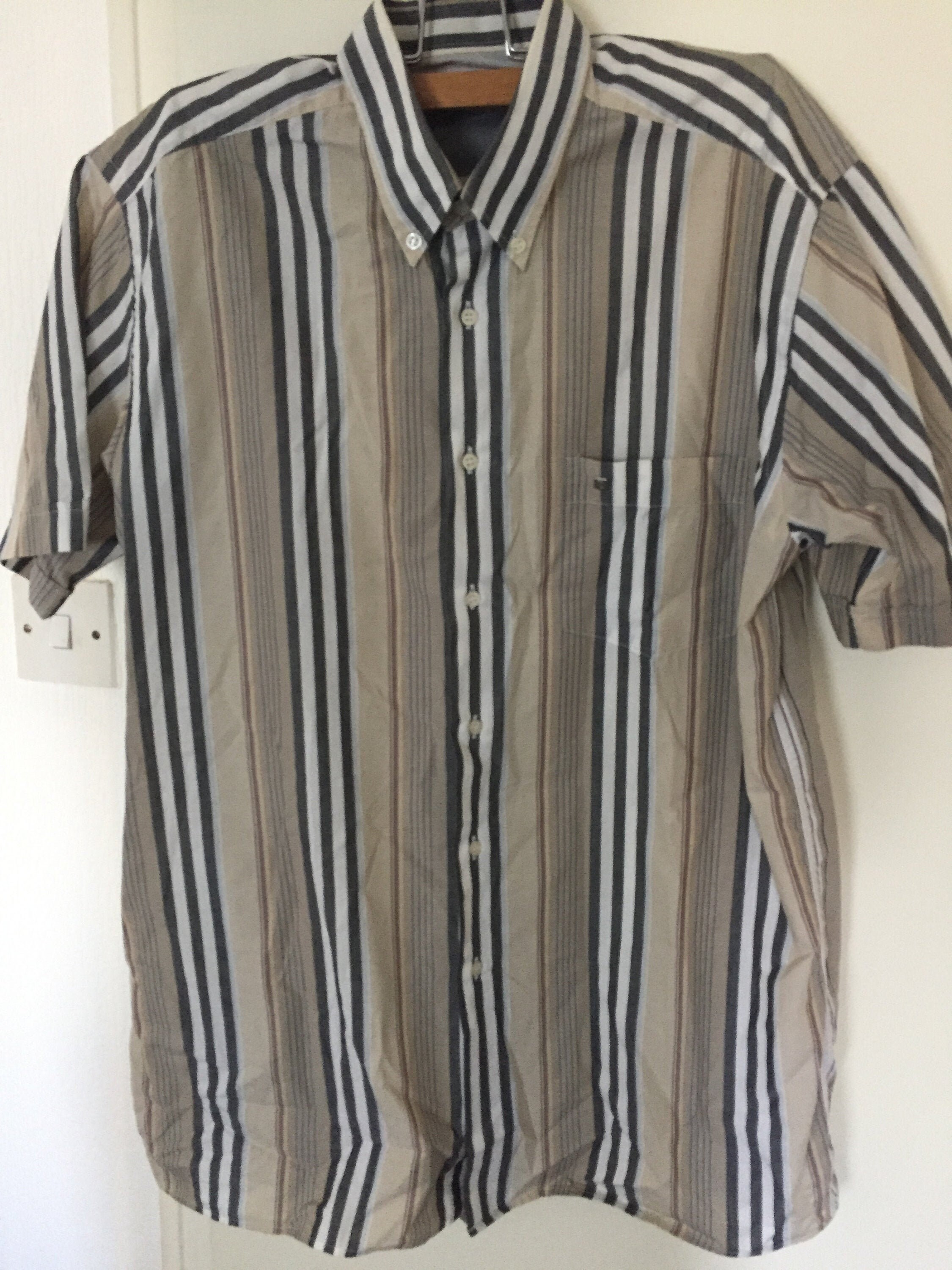 Image of Pierre Cardin, Paris Mens Short Sleeved Striped Shirt | L/44"