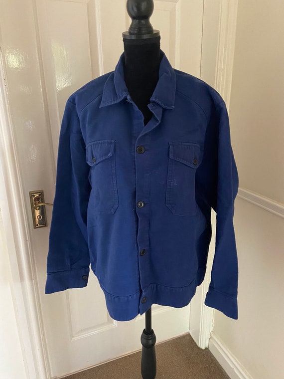 Buy Vintage French Bleu De Travail Work Wear Indigo Blue Moleskin Work Jacket 100 Cotton Button Down Jacket Bleu De Travail M FR42 Online in India Etsy