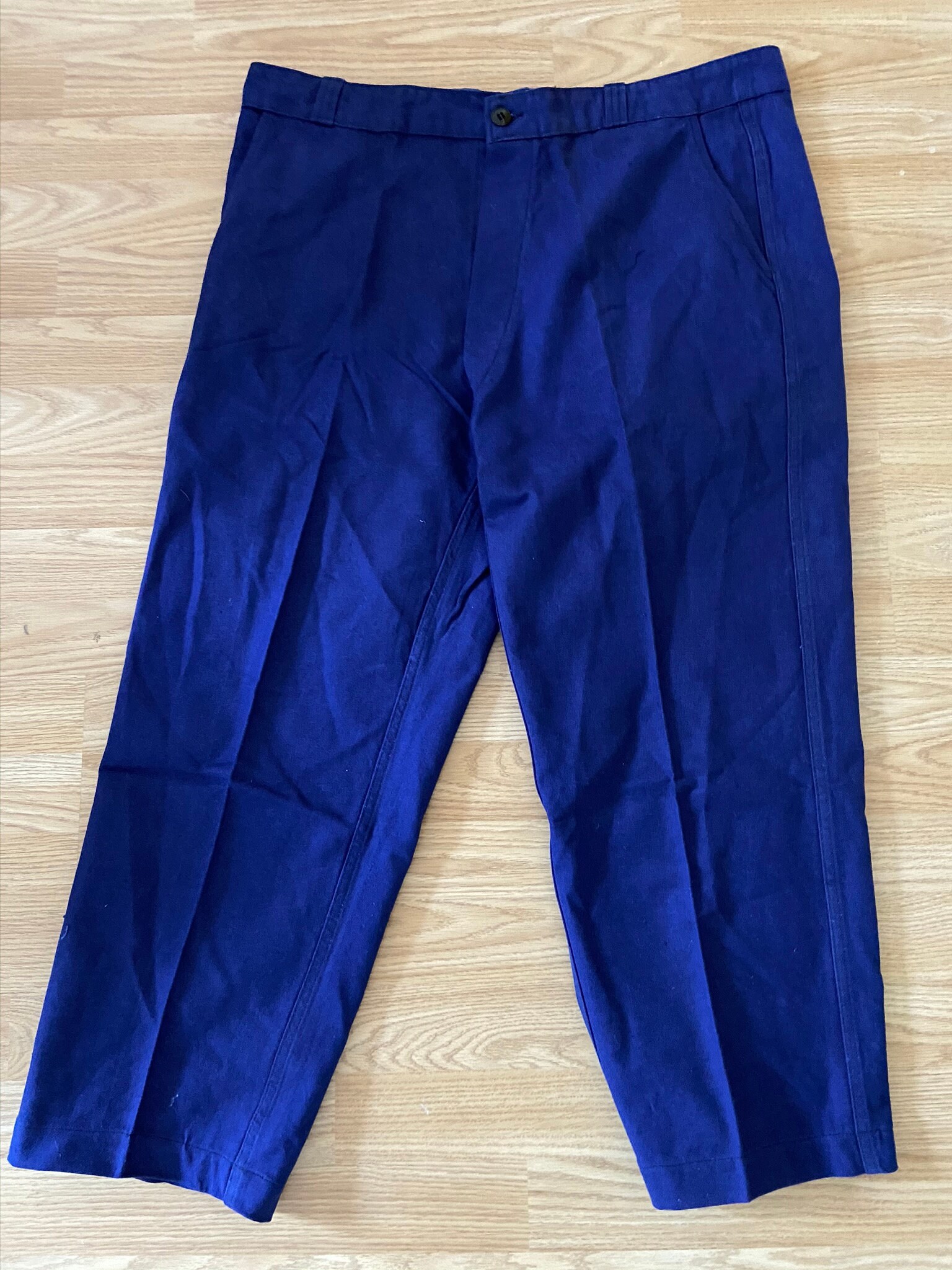 Image of French Flat Fronted Indigo Blue Work Trousers/Chore Pants Bleu De Travail | W38 L25