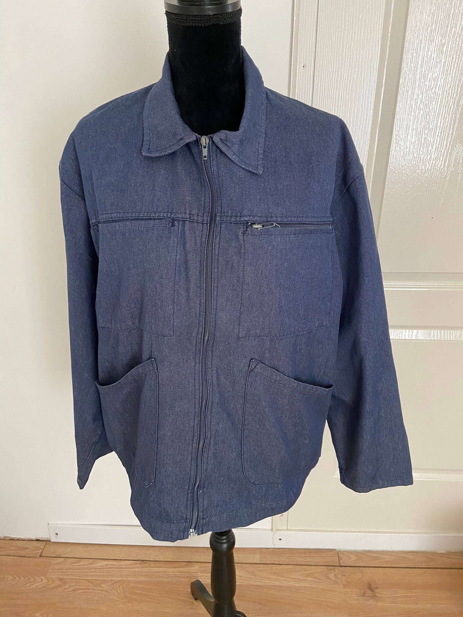 Vintage French 'BARBE BLEUE' Denim Style 'bleu De Travail' Zip