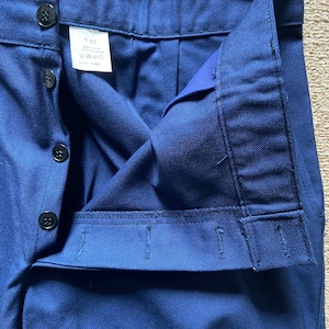 NOS - Unworn Old French Indigo Blue, Button Fly Work Trousers / Flat Fronted / Bleu de Travail  (W38 L31) FR52