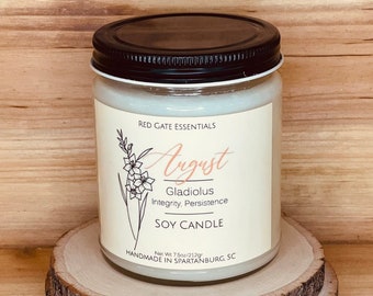 August Birth Flower Soy Candle, August Birthday Candle, August Gift Candle, August Birthstone, August Birth Month Candle