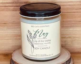 May Birth Flower Soy Candle, May Birthday Candle, May Gift Candle, May Birthstone, May Birth Month Candle