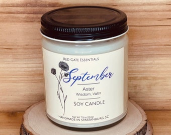 September Birth Flower Soy Candle, September Birthday Candle, September Gift Candle, September Birthstone, September Birth Month Candle