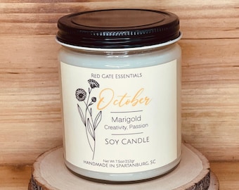 October Birth Flower Soy Candle, October Birthday Candle, October Gift Candle, October Birthstone, October Birth Month Candle