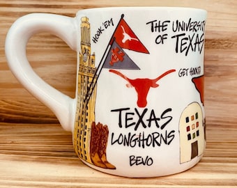 Licensed University of Texas UT Longhorns Collegiate Coffee Mug with my Hand Poured, Soy Candle, Choose Your Scent
