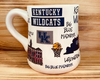 Licensed University of Kentucky, Wildcats UK Collegiate Coffee Mug with my Hand Poured, Soy Candle, Choose Your Scent