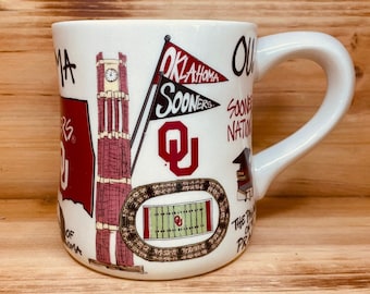 Licensed University of Oklahoma, OU Sooners Ceramic Coffee Mug with my Hand Poured, Soy Candle, Choose Your Scent