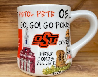 Licensed Oklahoma State University, Ceramic Coffee Mug with my Hand Poured, Soy Candle, Choose Your Scent
