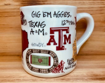 Licensed Texas A&M Aggies Collegiate Coffee Mug with my Hand Poured, Soy Candle, Choose Your Scent